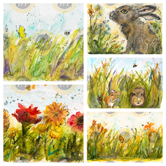 Florals with Hare Friends Variety Pack  - 10 Pack Notecards