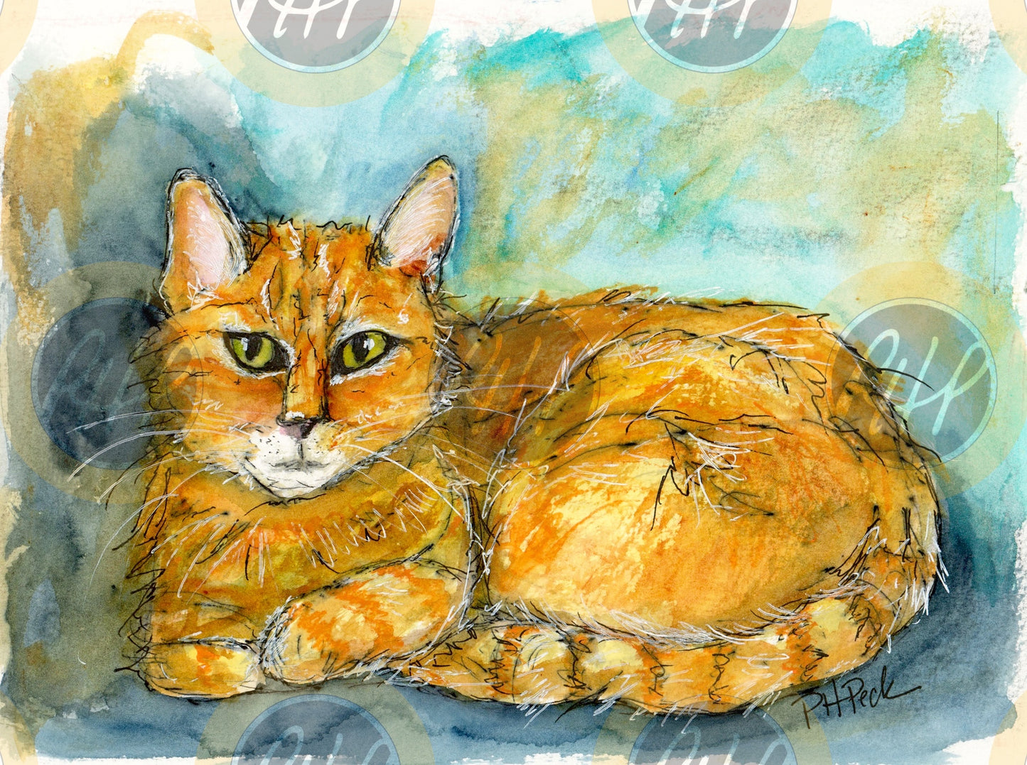 Lounging Orange Cat - 10 Pack Notecards