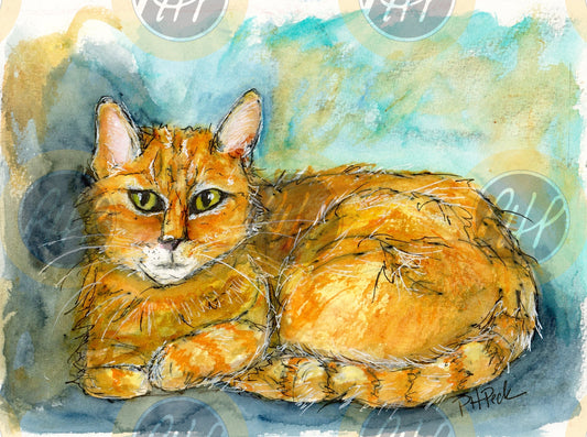 Lounging Orange Cat - 10 Pack Notecards