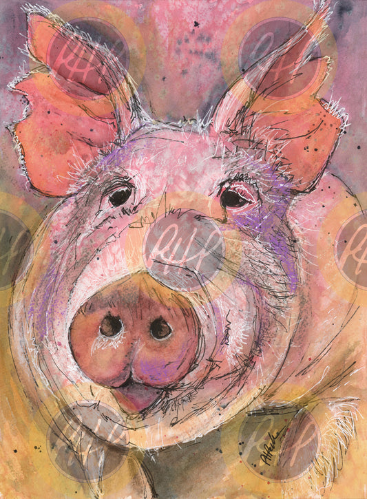 Happy Pig- 10 Pack Notecards